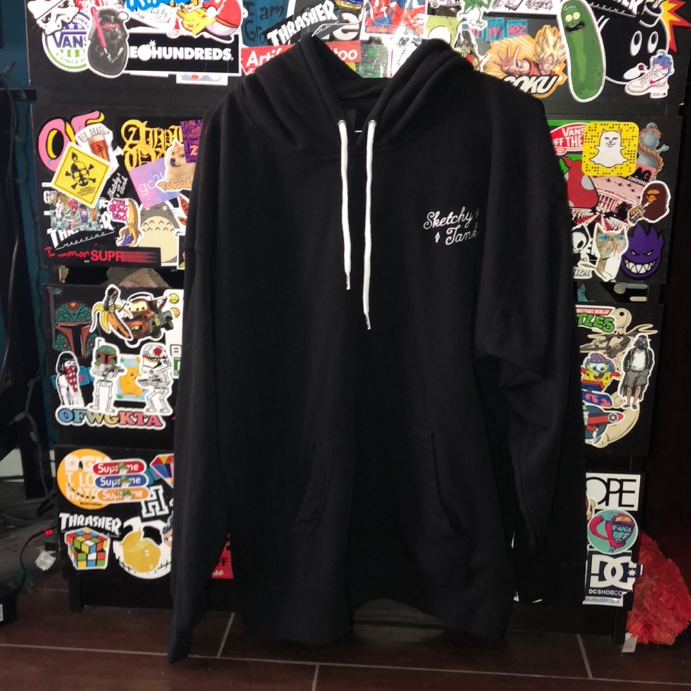 Sketchy tank hoodie plain black